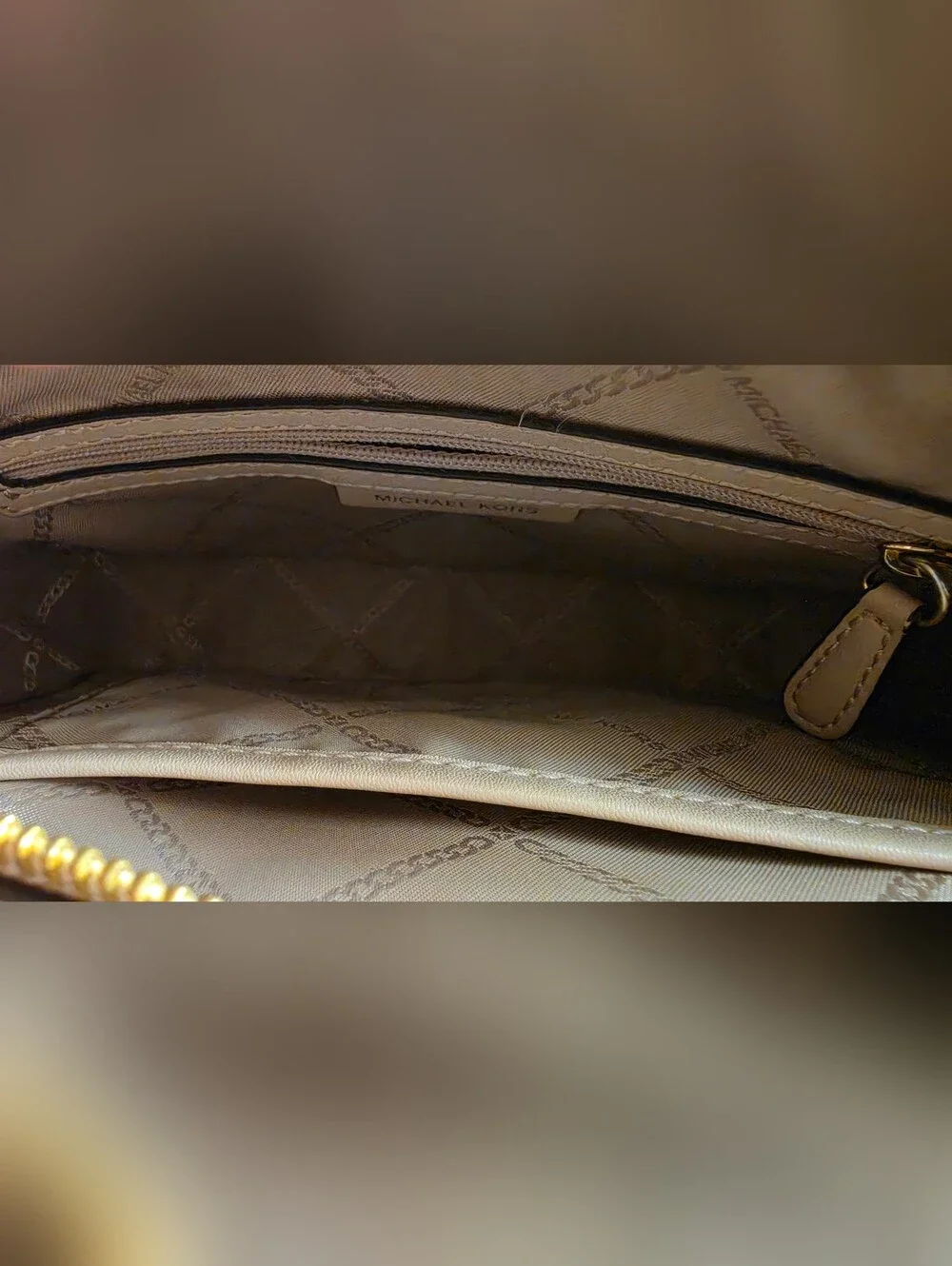 Michael Kors Jet Set Monogram Crossbody Bag in Beige and Light Pink